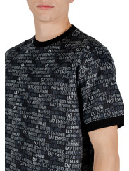Schwarzes EA7 Baumwoll-T-Shirt mit Logo