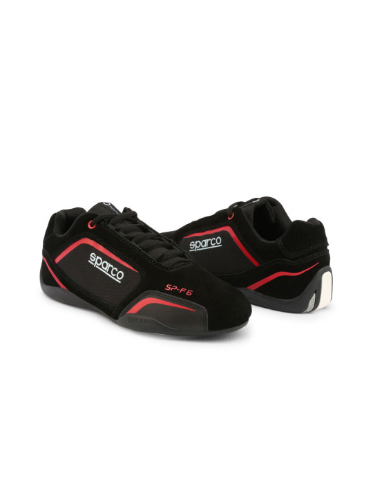 Schwarze rote Sparco Rennschuhe