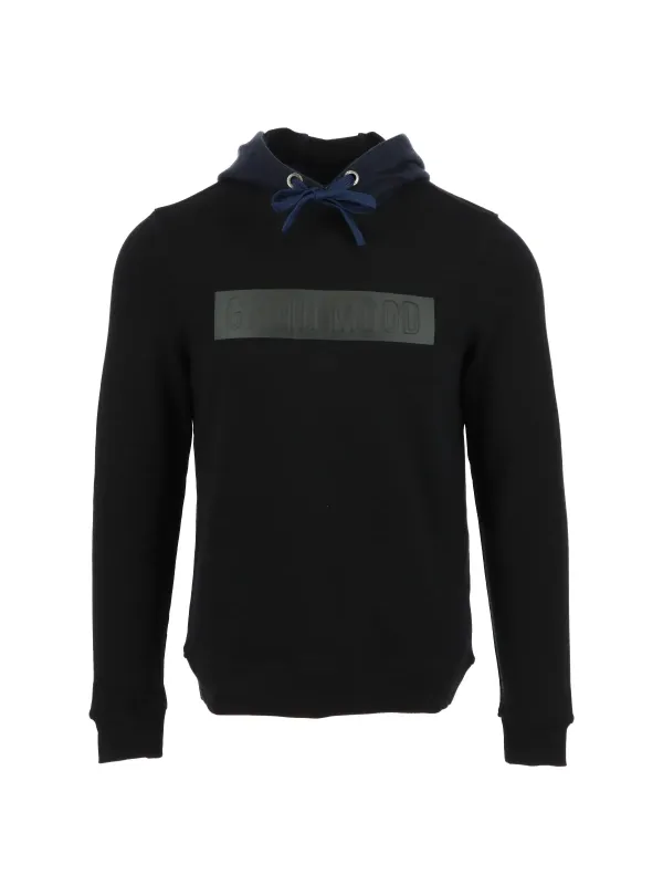 Schwarzer Kapuzenpullover mit blauem Kapuze Schwarzer Kapuzenpullover mit blauem Kapuze