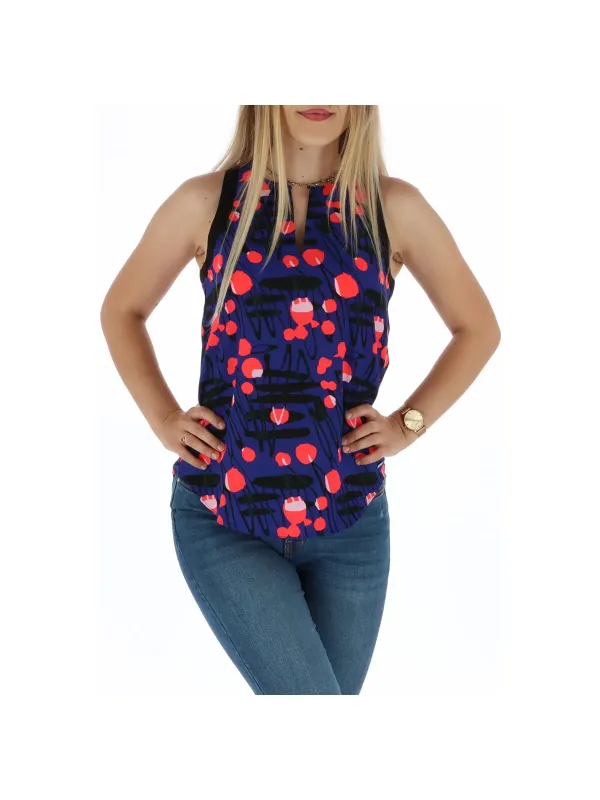 Lila Seidenoberteil mit geometrischem Muster Lila Seidenoberteil mit geometrischem Muster