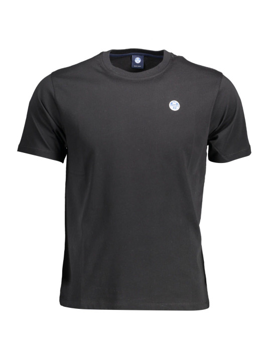 T-Shirts Sleek Black Round Neck Tee with Logo Accent 50,00 € 8300825349769 | Planet-Deluxe