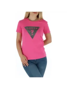 Rosa Guess T-Shirt mit Dreiecksdesign