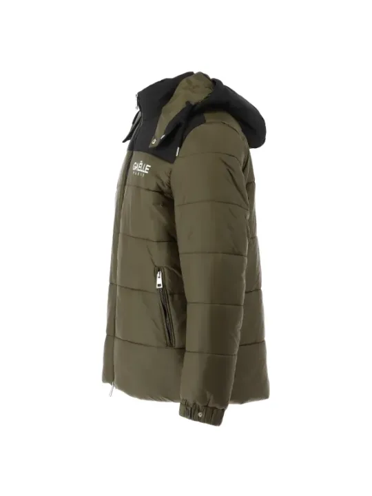 Leichte grüne Daunenjacke mit Kapuze