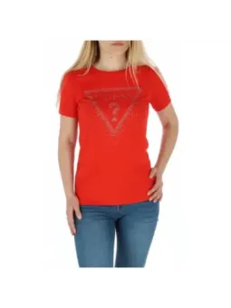 Rotes Guess T-Shirt mit Strasssteinen