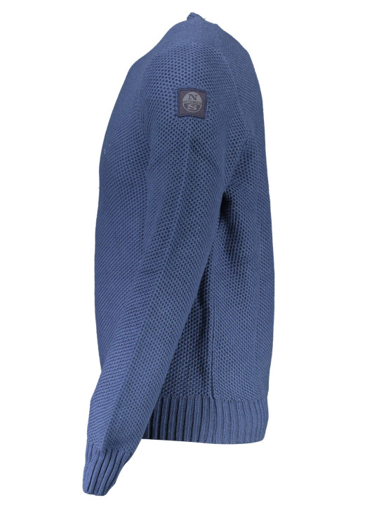 Sweaters Chic Blue Round Neck Recycled Fiber Sweater 130,00 € 8300825454678 | Planet-Deluxe