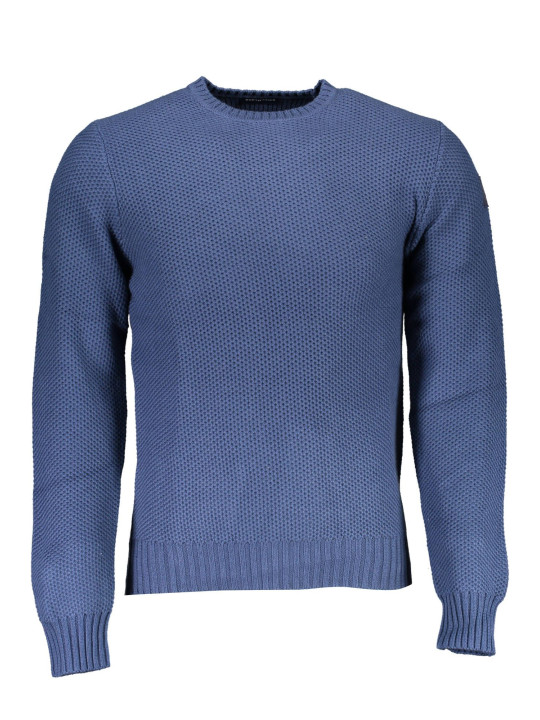 Sweaters Chic Blue Round Neck Recycled Fiber Sweater 130,00 € 8300825454678 | Planet-Deluxe