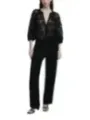 Dunkelgrauer Spitzen-Jumpsuit mit Blumenmuster