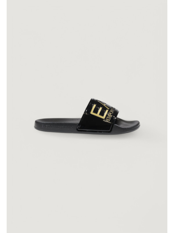 Ea7 schwarze Pantoletten mit goldener Schnalle Ea7 schwarze Pantoletten mit goldener Schnalle