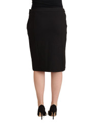 Skirts Chic Black Pencil Skirt Knee Length 300,00 € 8058301885576 | Planet-Deluxe