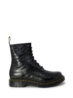Schwarze Dr. Martens Krokodil-Stiefel