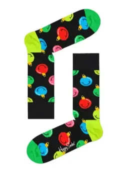 Bunte Weihnachtssocken mit Smiley-Gesicht