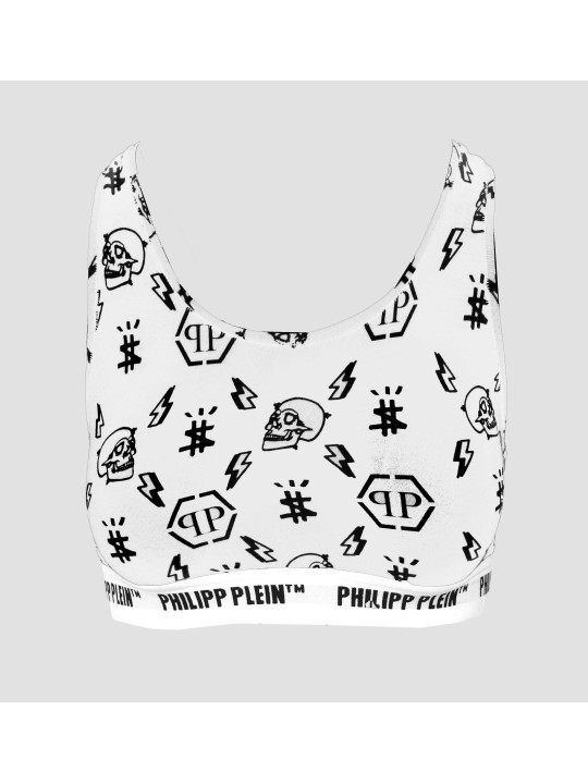 Weißes Crop Top mit Plein Logo