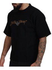 T-Shirts Elegant Black Cotton Blend Crewneck T-Shirt 840,00 € 8057142323742 | Planet-Deluxe