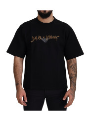 T-Shirts Elegant Black Cotton Blend Crewneck T-Shirt 840,00 € 8057142323742 | Planet-Deluxe