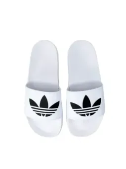 Weiße Adidas Pantoletten mit Logo