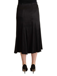 Skirts Elegant High Waist Midi Black Skirt 500,00 € 7333413044778 | Planet-Deluxe