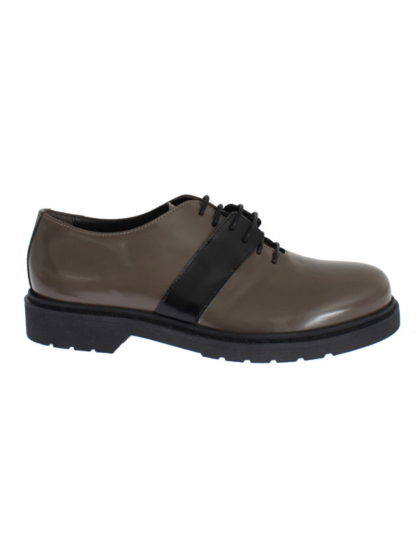 Flat Shoes Elegant Gray Brown Leather Lace-up Shoes 360,00 € 7333413010759 | Planet-Deluxe