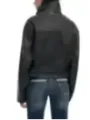 Schwarze Leder Cropped Blazerjacke