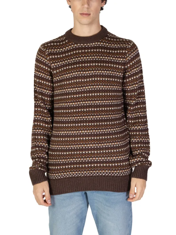 Gemusterter brauner Herren-Pullover aus Wolle