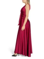 Rotes Satin Kleid mit Schleife