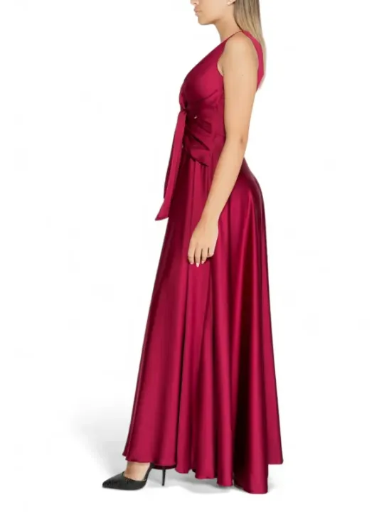 Rotes Satin Kleid mit Schleife