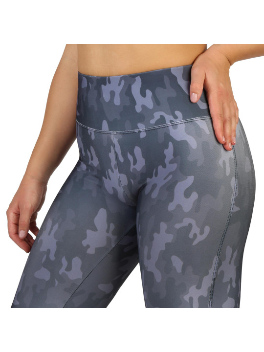 Dunkelgraue Camo-Leggings mit hohem Bund