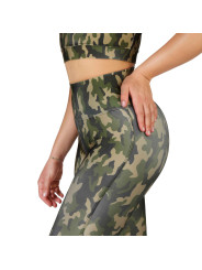 Camouflage Hochtaillierte Reißverschluss-Leggings
