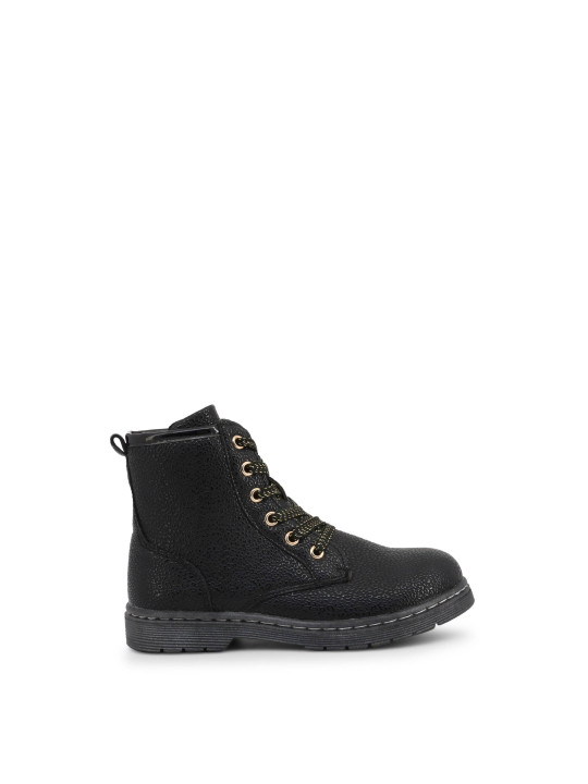 Schwarze Kampfstiefel mit goldenen Details