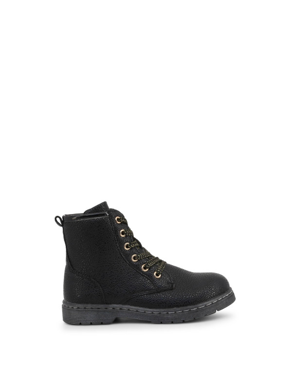 Schwarze Kampfstiefel mit goldenen Details