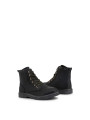 Schwarze Lederstiefel robuster Arbeitsstil