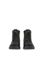 Schwarze Lederstiefeletten mit grober Sohle