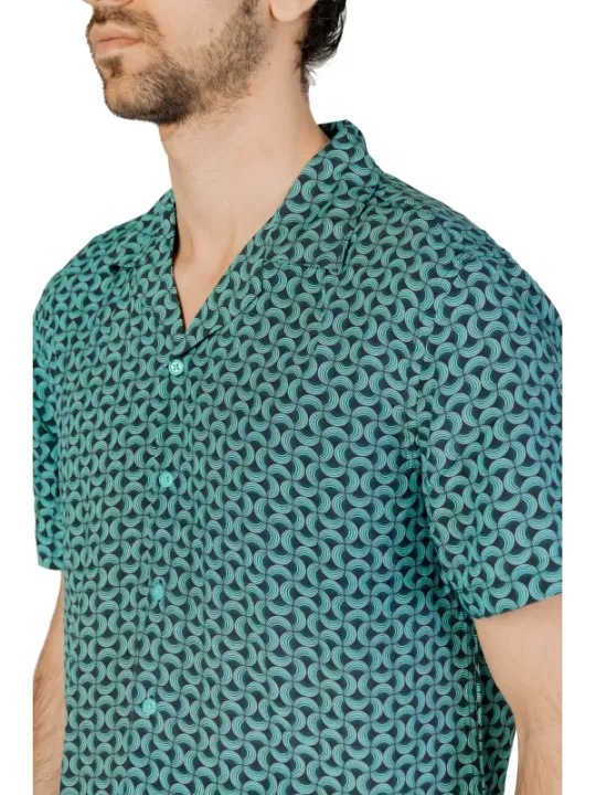 Gianni Lupo mintgrünes Kreisdesign Hemd