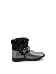 Silberne Metallic Leder Stiefeletten Shone
