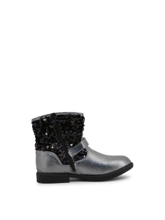 Silberne Metallic Leder Stiefeletten Shone