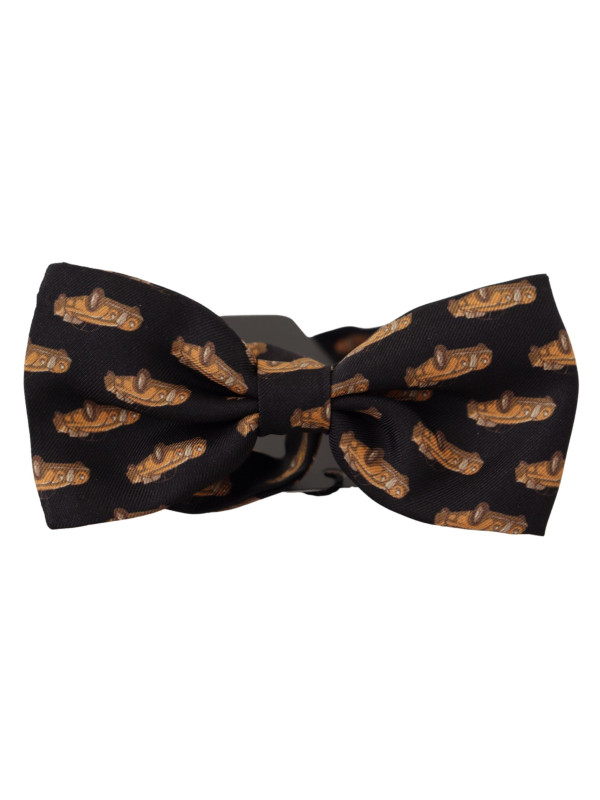 Ties & Bowties Black Orange Car Print Silk Bow Tie 200,00 € 8054802093618 | Planet-Deluxe