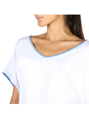 Weißes T-Shirt mit blauem Saum