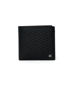 Schwarze Armani Exchange Geldbörse Waffelstruktur