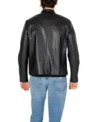 Schwarze Armani Exchange Lederjacke modern