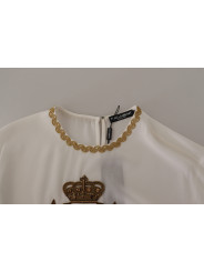 Tops & T-Shirts Elegant Silk Blouse with Gold Crown Embroidery 2.200,00 € 8057155654253 | Planet-Deluxe