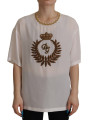 Tops & T-Shirts Elegant Silk Blouse with Gold Crown Embroidery 2.200,00 € 8057155654253 | Planet-Deluxe