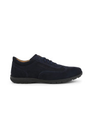 Schwarze Lederschuhe mit blauem Farbton