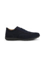 Schwarze Lederschuhe mit blauem Farbton