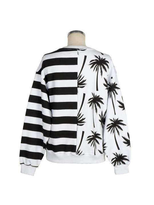 Sweaters Chic Monochrome Stripe Palm Print Sweater 130,00 € 8059975026531 | Planet-Deluxe