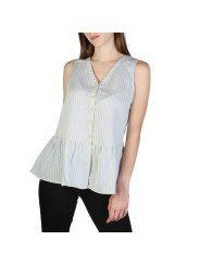 Gestreifte Damenbluse mit Peplum-Schnitt