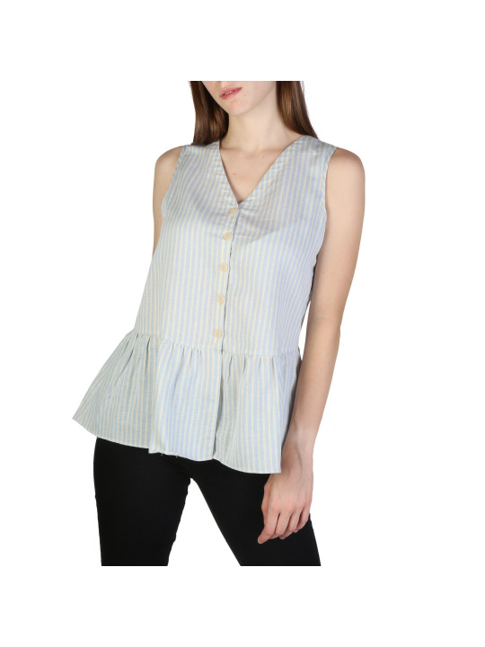 Gestreifte Damenbluse mit Peplum-Schnitt