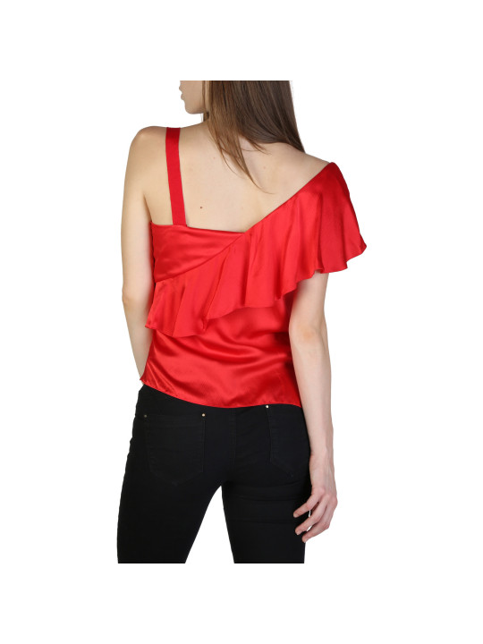 Rotes Seidenbluse mit Schulterdetail