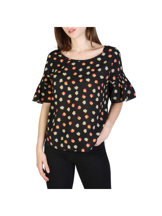 Schwarze Bluse mit floralem Muster