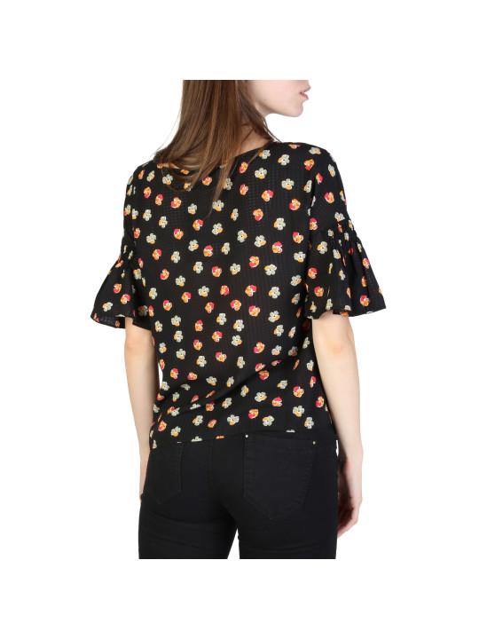 Schwarze Bluse mit floralem Muster