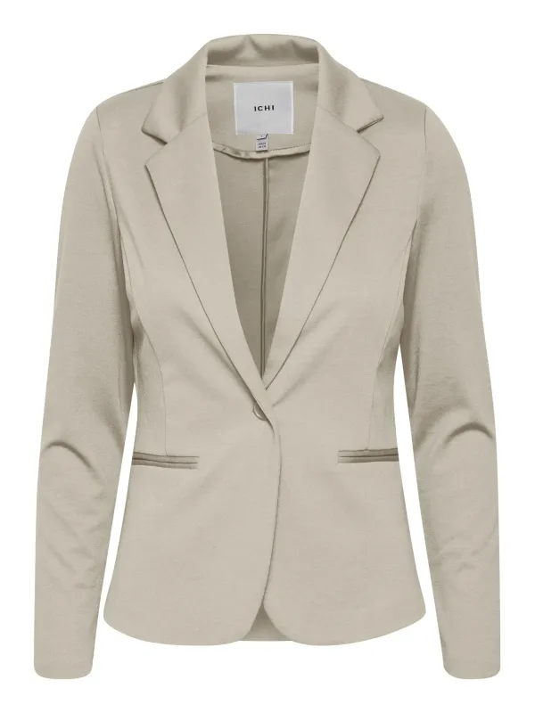 Taupefarbener Ichi Blazer mit Knopfverschluss Taupefarbener Ichi Blazer mit Knopfverschluss