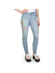 Blau Jeans mit Blumenstickerei